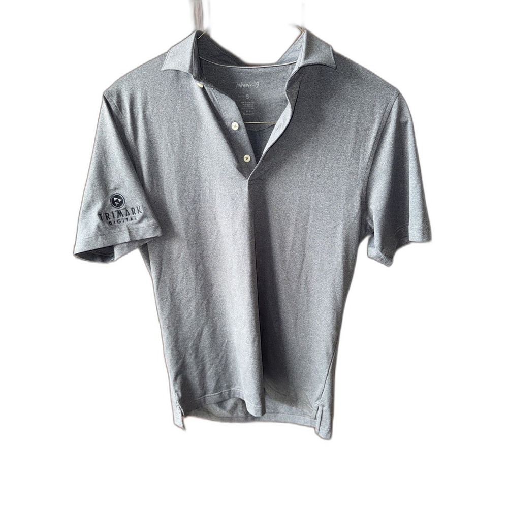 Johnny O Men's Polo Performance UPF 50 Shirt Small Gray With Trimark Logo